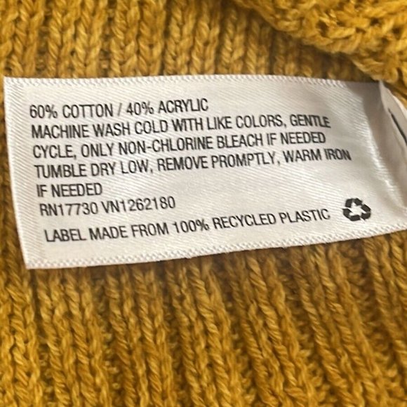 Universal Thread Women Pullover High Low Sweater Open Knit V Neck Mustard SZ S - Picture 8 of 8